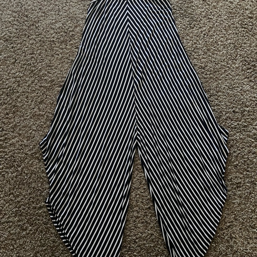 Aqua. Avita Black and White Striped Fabric